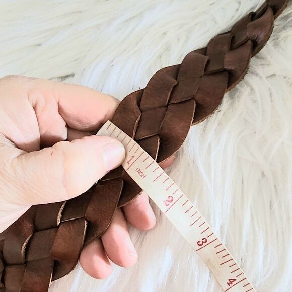 Genuine leather belt women's size 18 brown braided - Picture 4 of 4